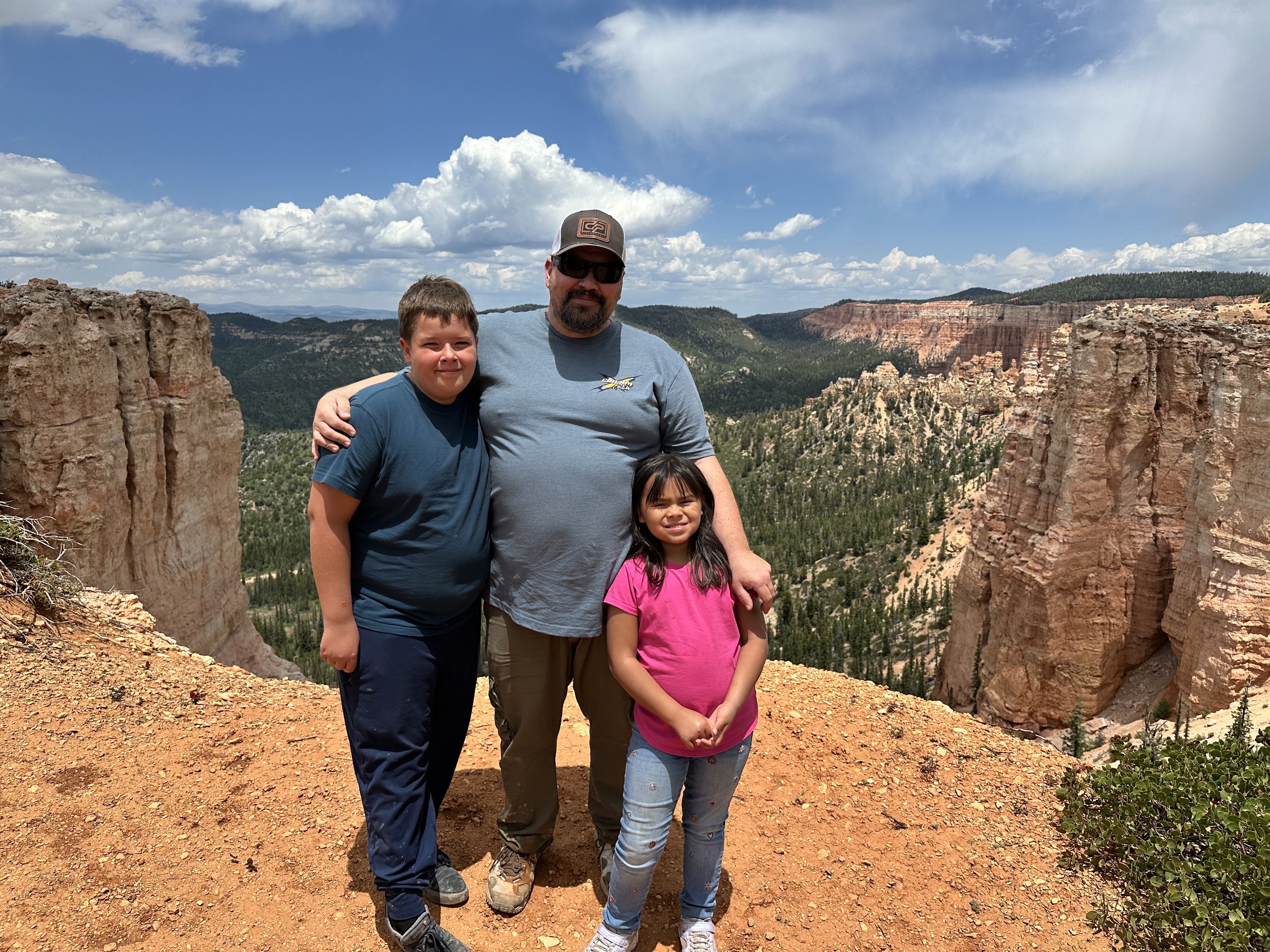 Family hiking outdoors in Southern Utah